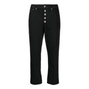 Sorte Stretch-Bomuld Cropped Jeans