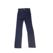 Slim Jeans med Frynset Bund og Logo Broderi