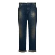 Vintage Mørkeblå Lige Pasform Jeans